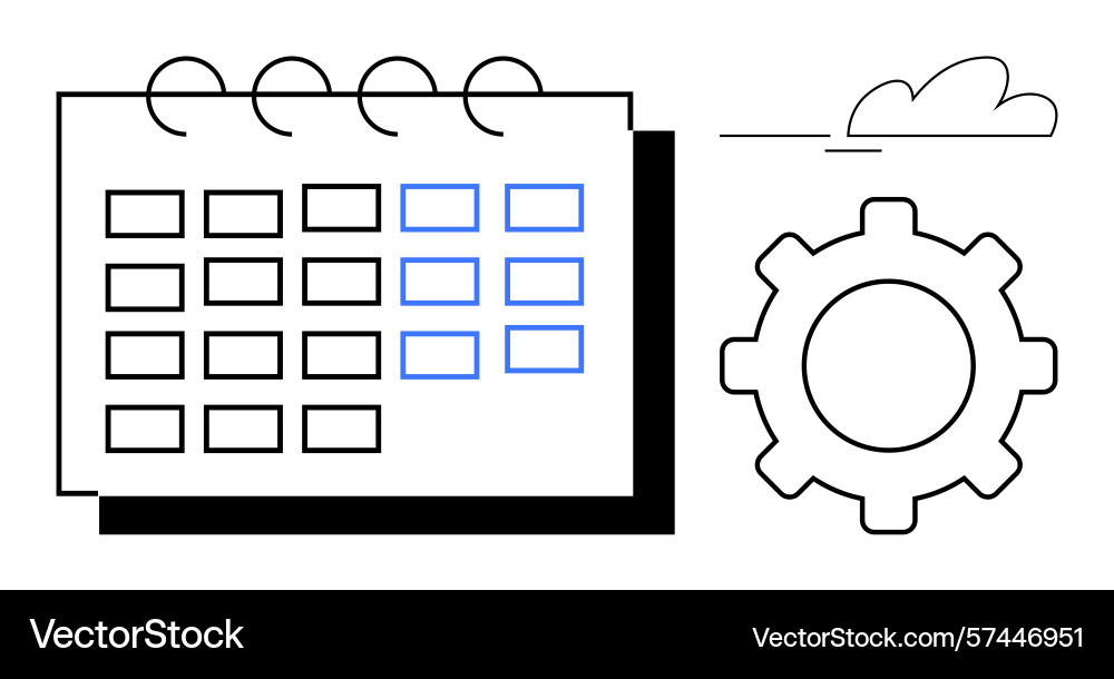 Calendar with highlighted dates and gear vector image
