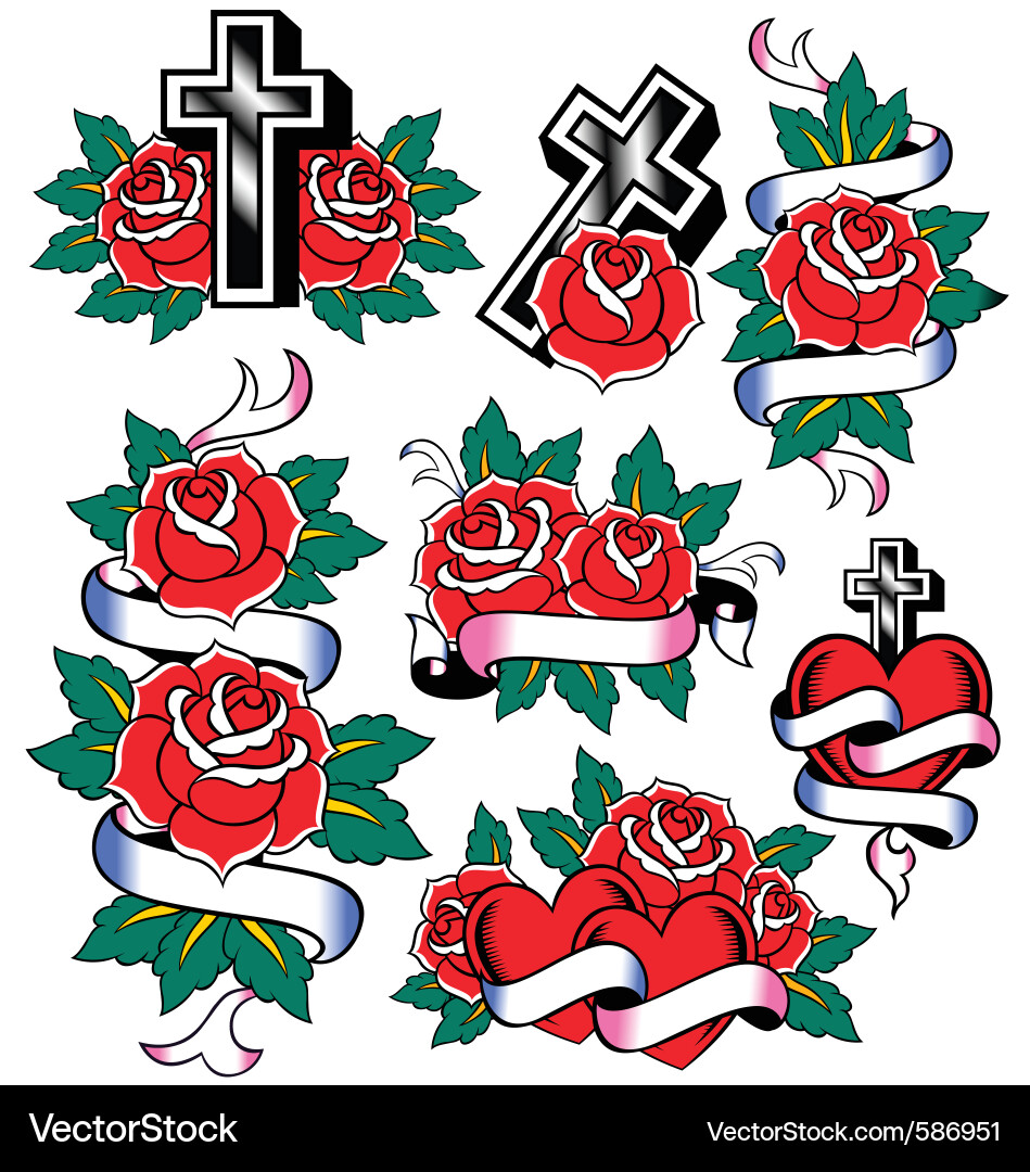 Elegant Cross and Rose Motif vector image
