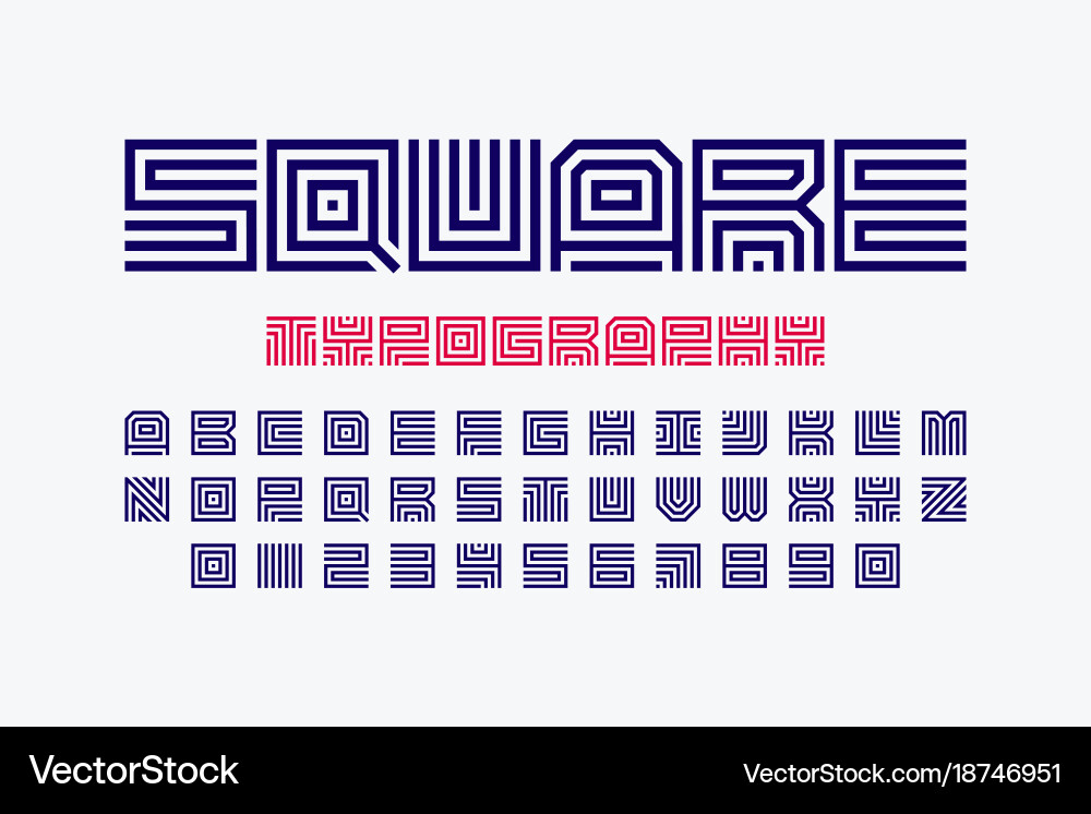 Geometric Square Font vector image