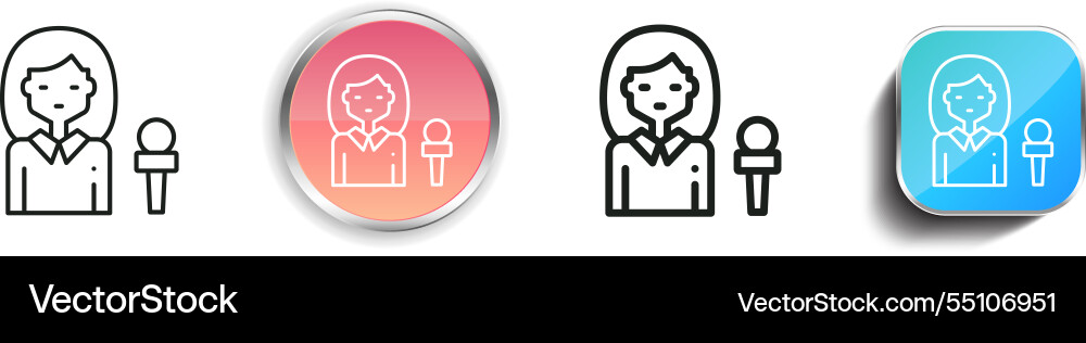 Journalist icon thin linear regular and button vector image