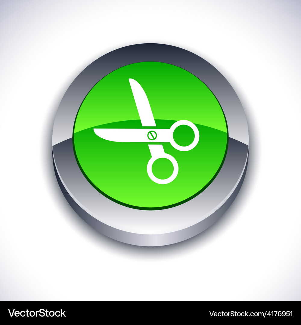 Scissors 3d button Vector Image