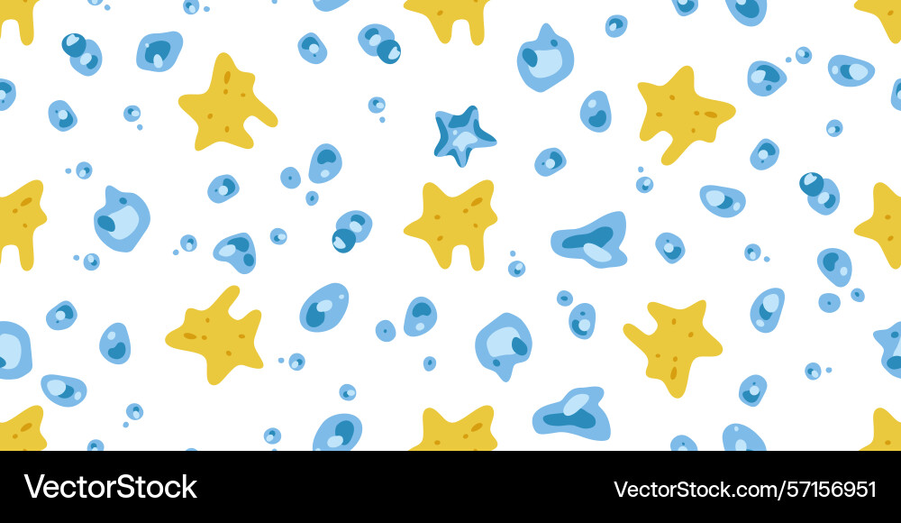 Seamless starfish and bubbles pattern Seamless starfish and bubbles pattern vector image