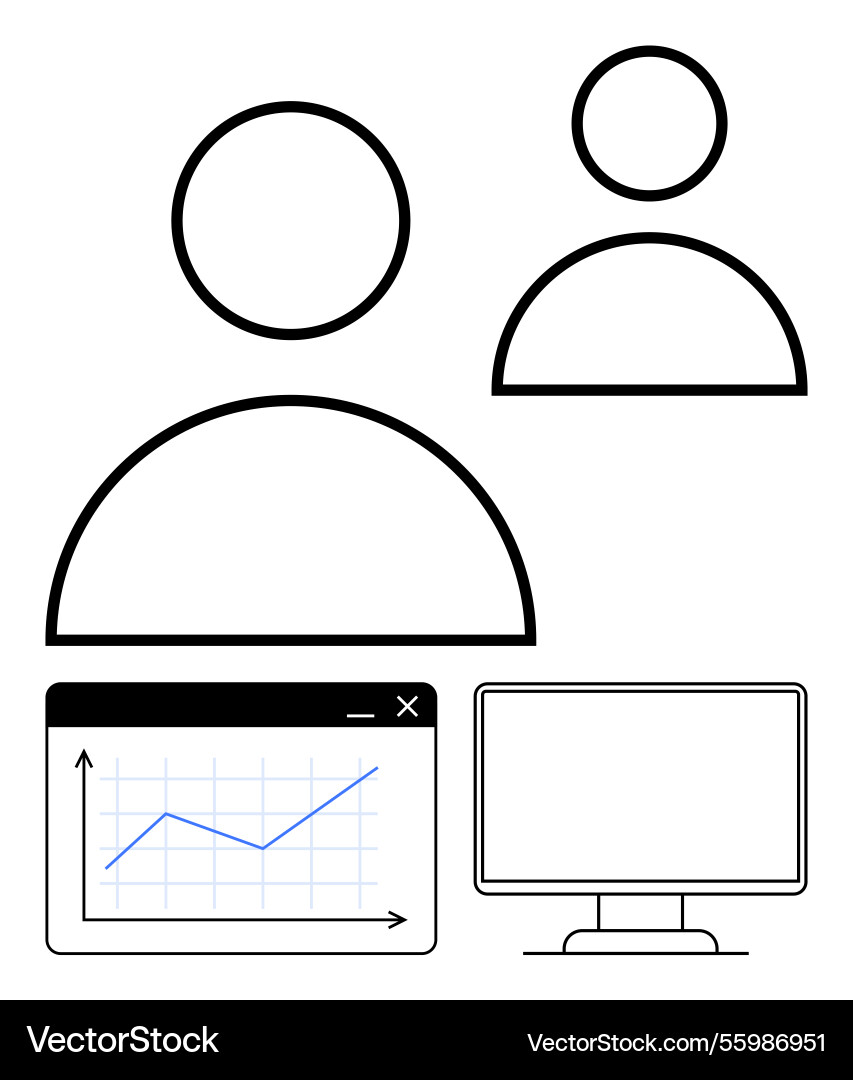 User profiles with statistics displayed on graph User profiles with statistics displayed on graph vector image
