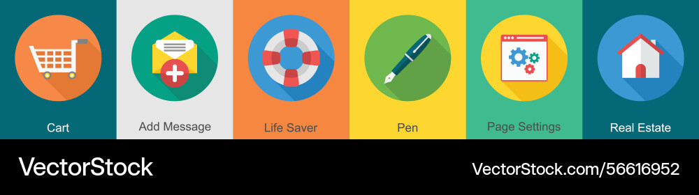 A set of 6 user interface icons as cart add vector image