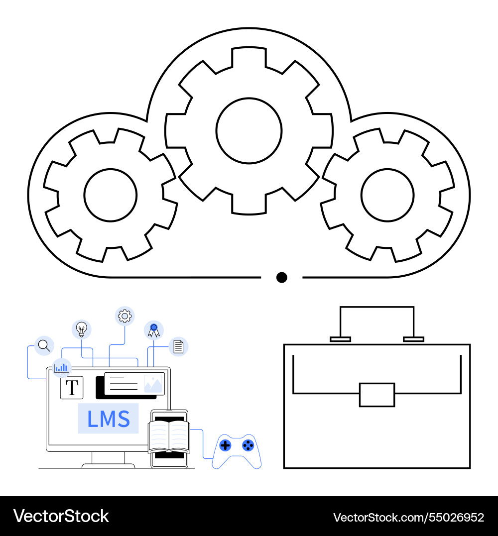Cloud integration with learning management system Cloud integration with learning management system Vector Image