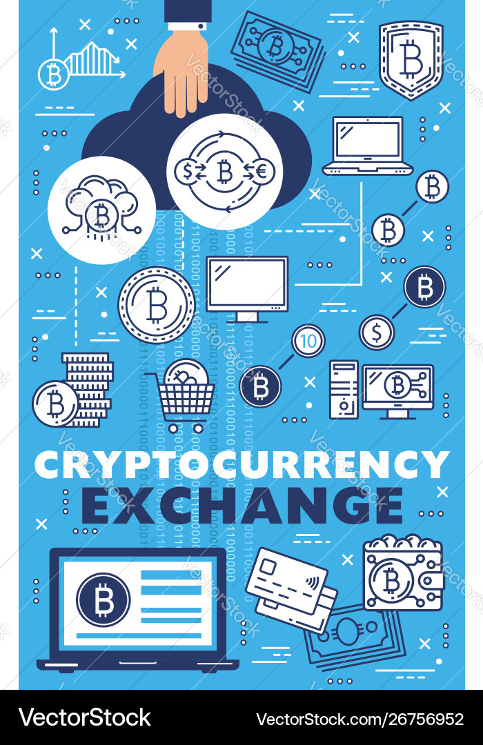 Cryptocurrency online exchange bitcoin blockchain Cryptocurrency online exchange bitcoin blockchain vector image