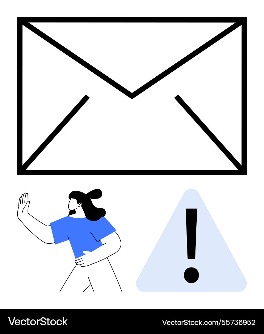 Email communication warning with alert triangular Email communication warning with alert triangular Vector Image
