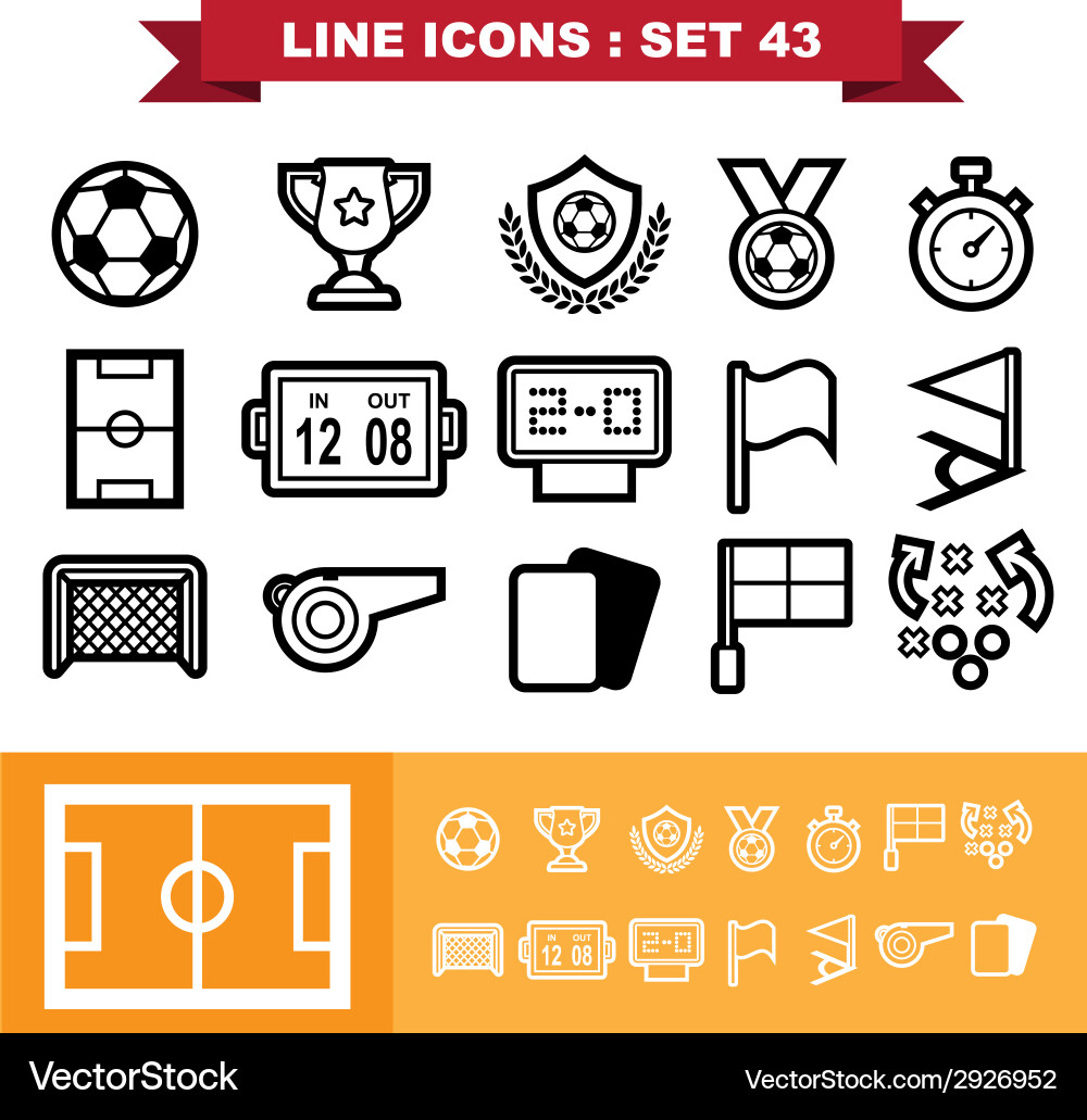 Football Line Icons - Sport Set Vector Image