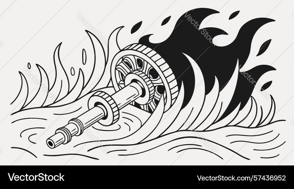 Mechanical shaft with gears engulfed in dynamic Vector Image