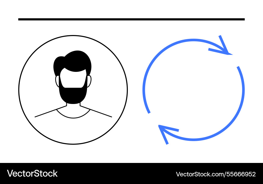 Profile avatar with circular arrows representing Profile avatar with circular arrows representing vector image