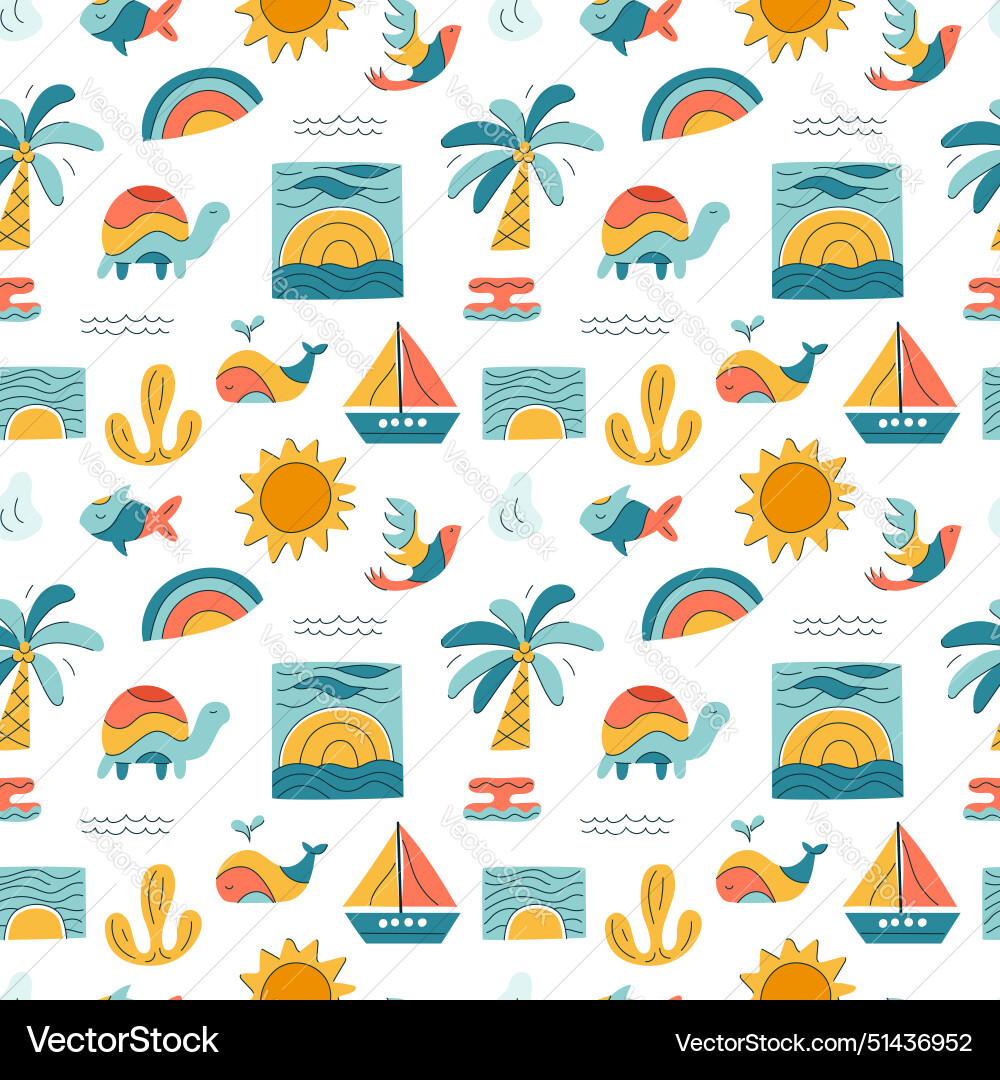 Seamless pattern with animals and elements Seamless pattern with animals and elements vector image