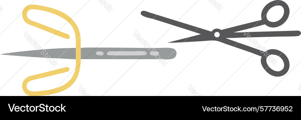 Sharp pair of scissors with yellow handles Vector Image