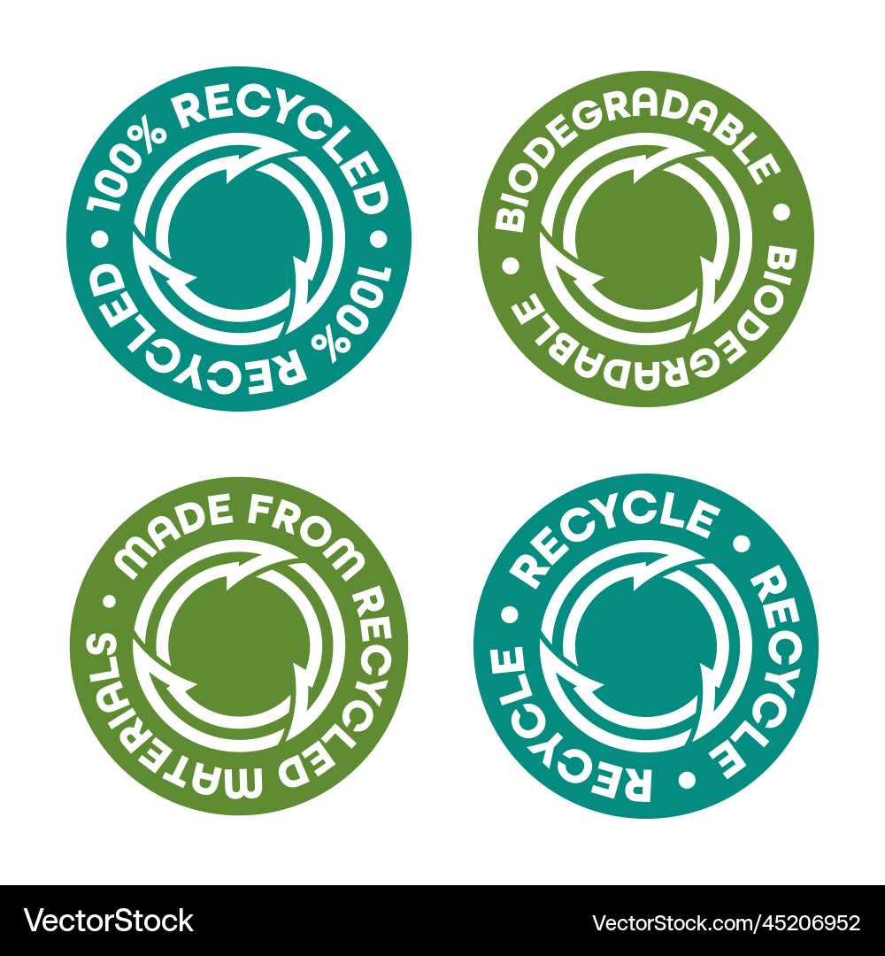 Signs on the theme recycle and biodegradable Vector Image