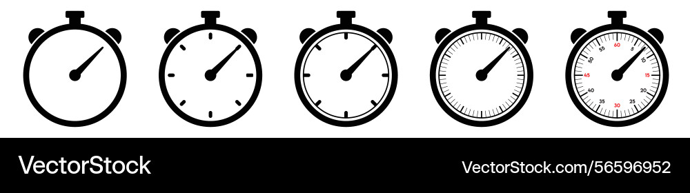 Stopwatch or timer icons set isolated vector image