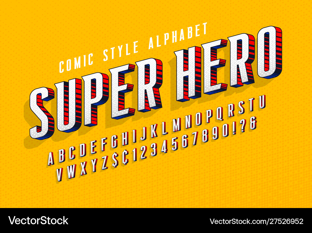 Trendy 3d comical letters design colorful Trendy 3d comical letters design colorful vector image