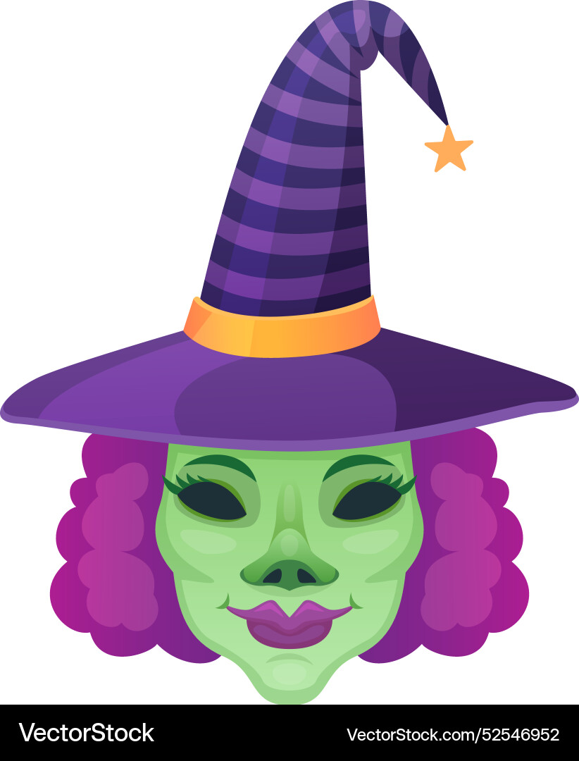 Witch party mask cartoon scary costume head Vector Image