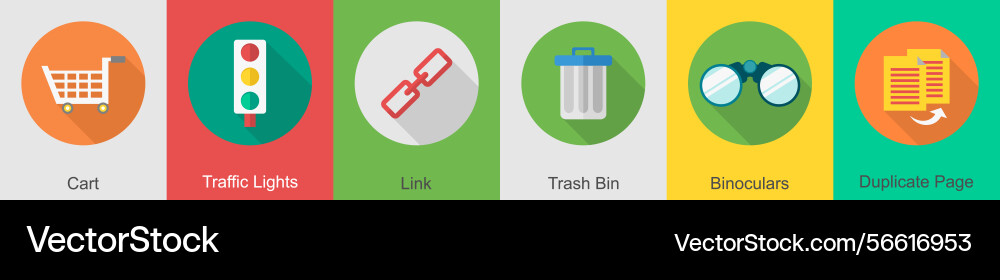 A set of 6 user interface icons as cart traffic vector image