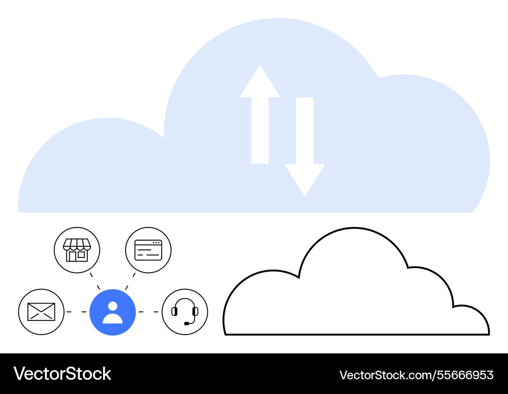 Cloud computing with user connectivity Cloud computing with user connectivity Vector Image