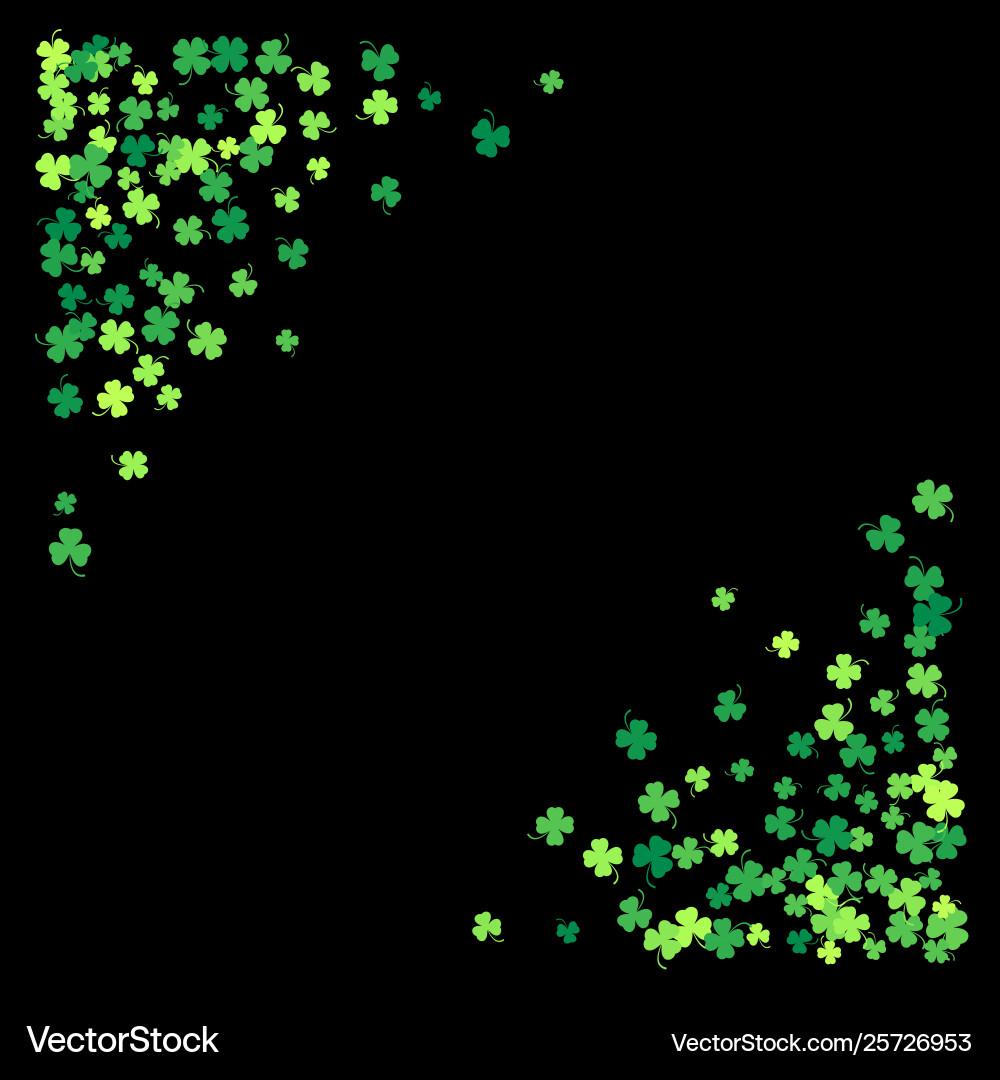 Frame or border random scatter clover leaves Vector Image