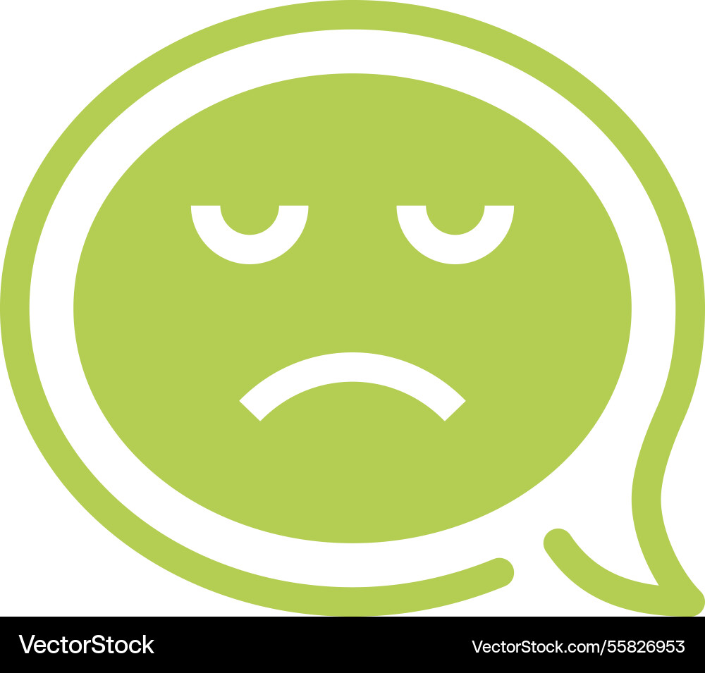 Sad face message flat line web icon concept Vector Image