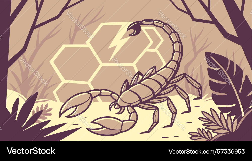 Scorpion with honeycomb pattern in desert design vector image