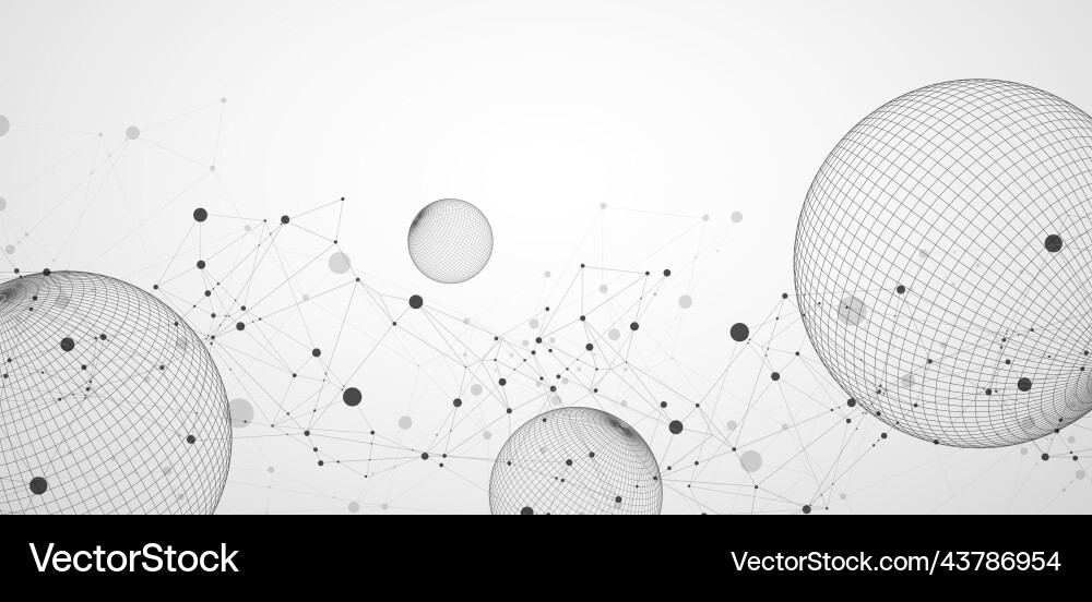 Abstract sphere background with plexus effect 3d vector image