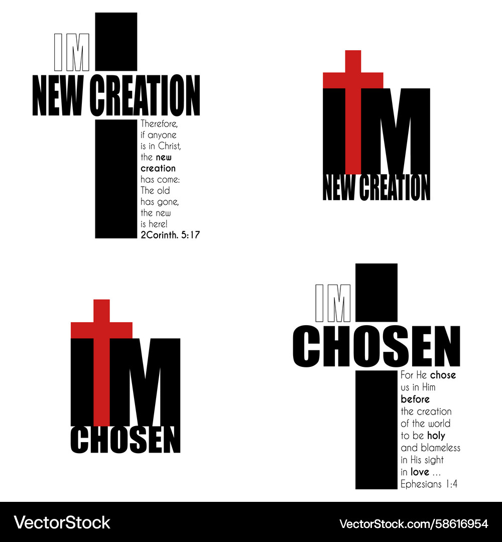 Cross with text new creation message bold chosen Vector Image