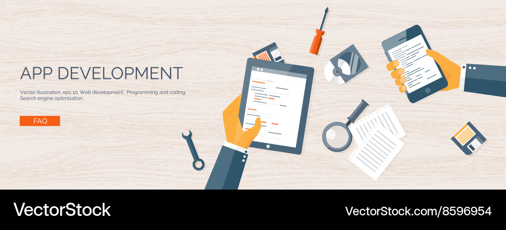 Flat background coding vector image