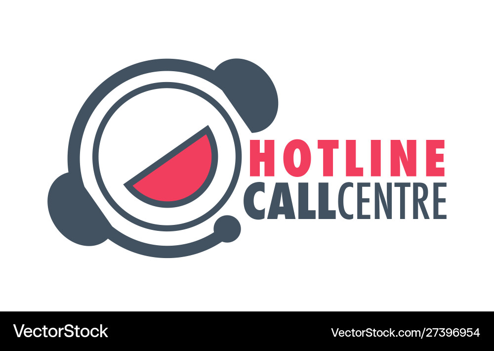 Hotline call centre red and grey graphic logo Hotline call centre red and grey graphic logo vector image