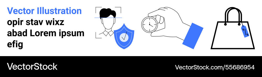 Identity verification security badge time Vector Image