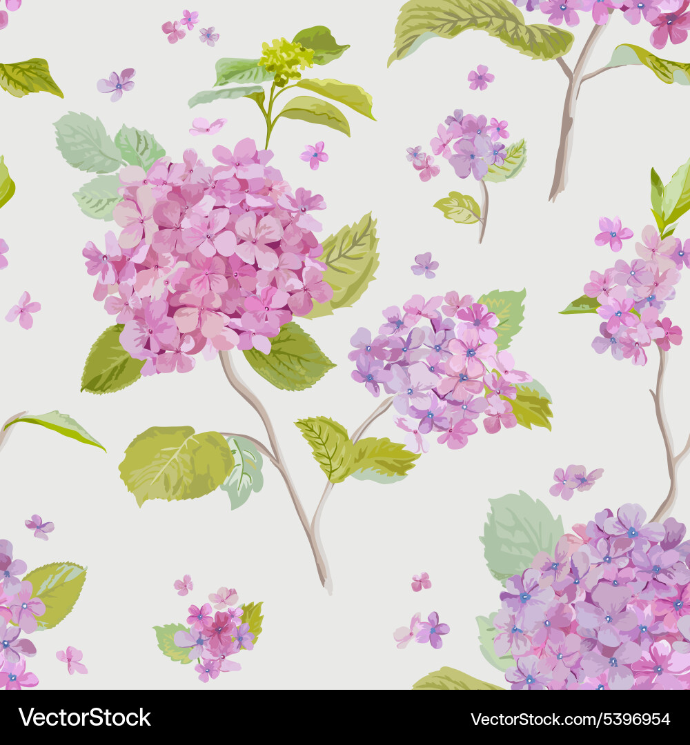 Lilac Hydrangea Seamless Pattern Vector Image