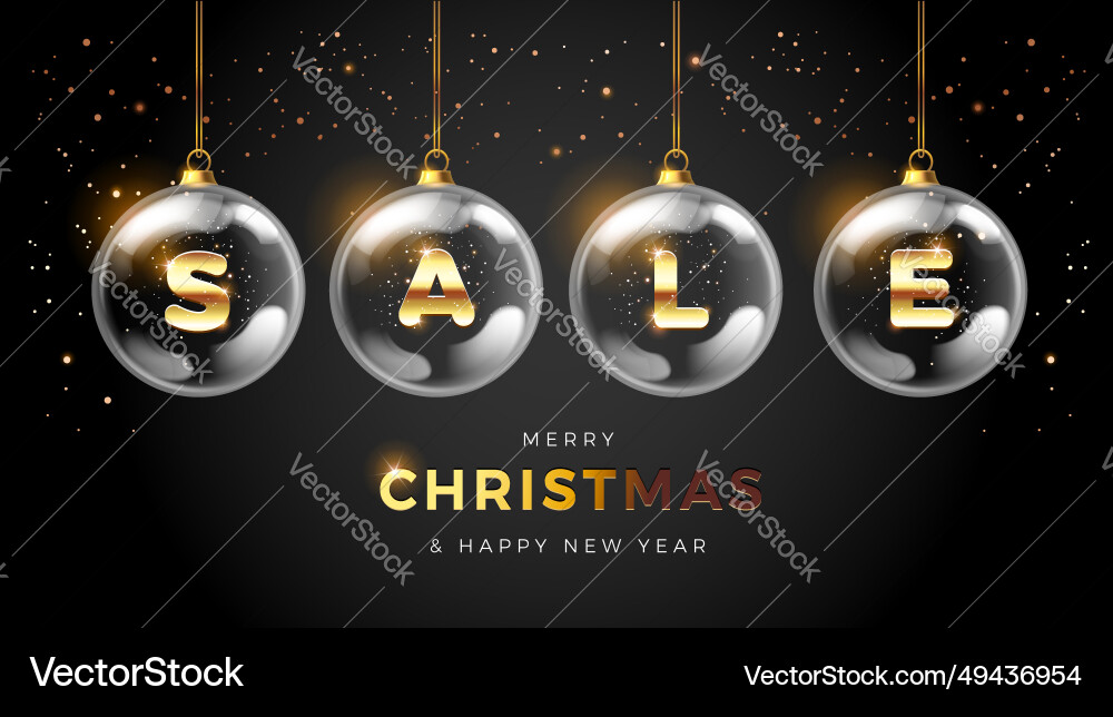 Luxury christmas sale template banner black Luxury christmas sale template banner black vector image