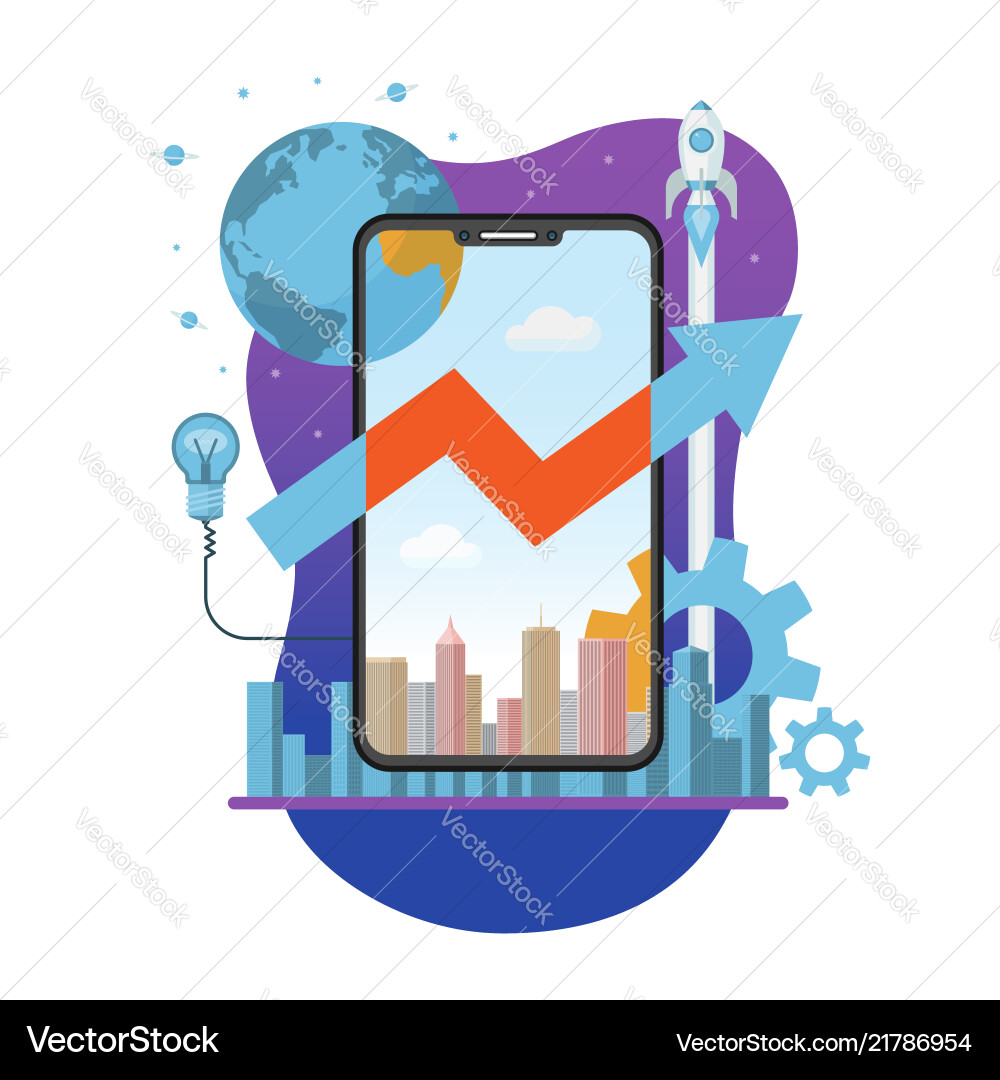 Mobile app creation launch and development concept Mobile app creation launch and development concept vector image