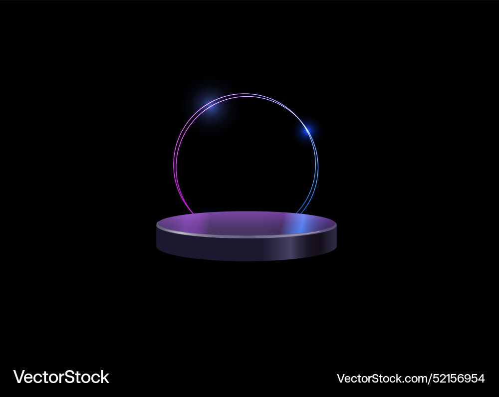Neon circle frame with podium Neon circle frame with podium vector image
