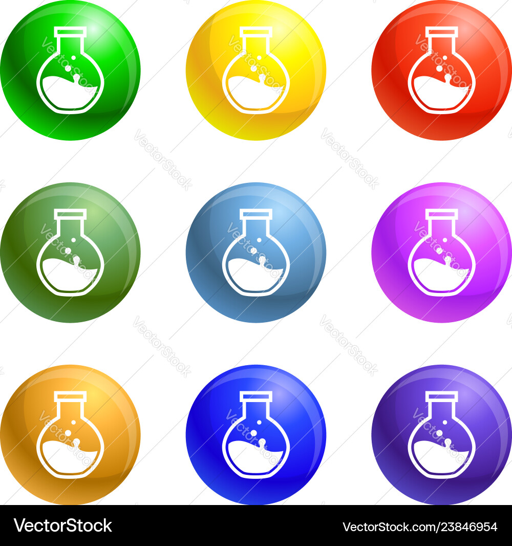 Round flask icons set Round flask icons set vector image