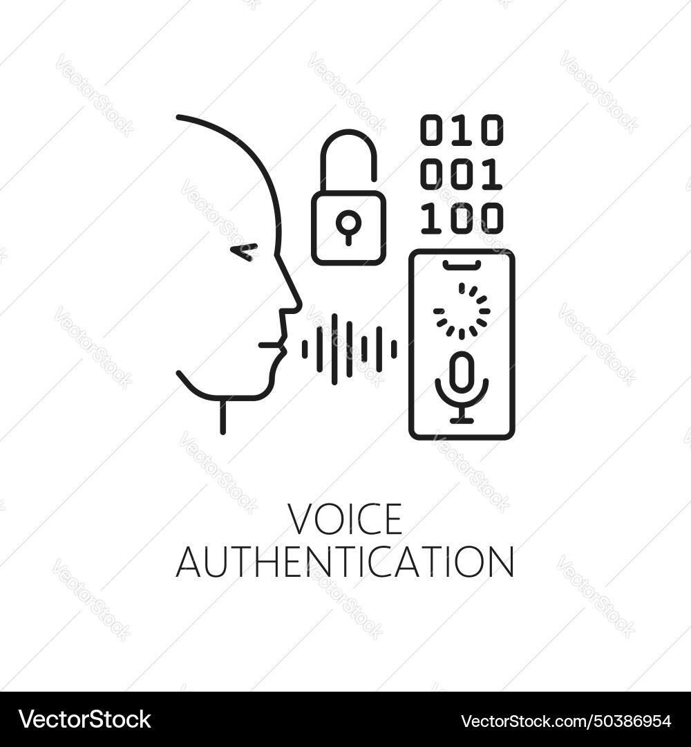 Voice authentication icon biometric identification vector image