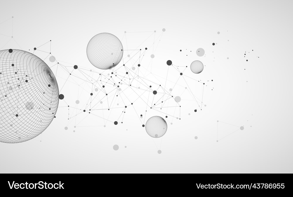 Abstract sphere background with plexus effect 3d