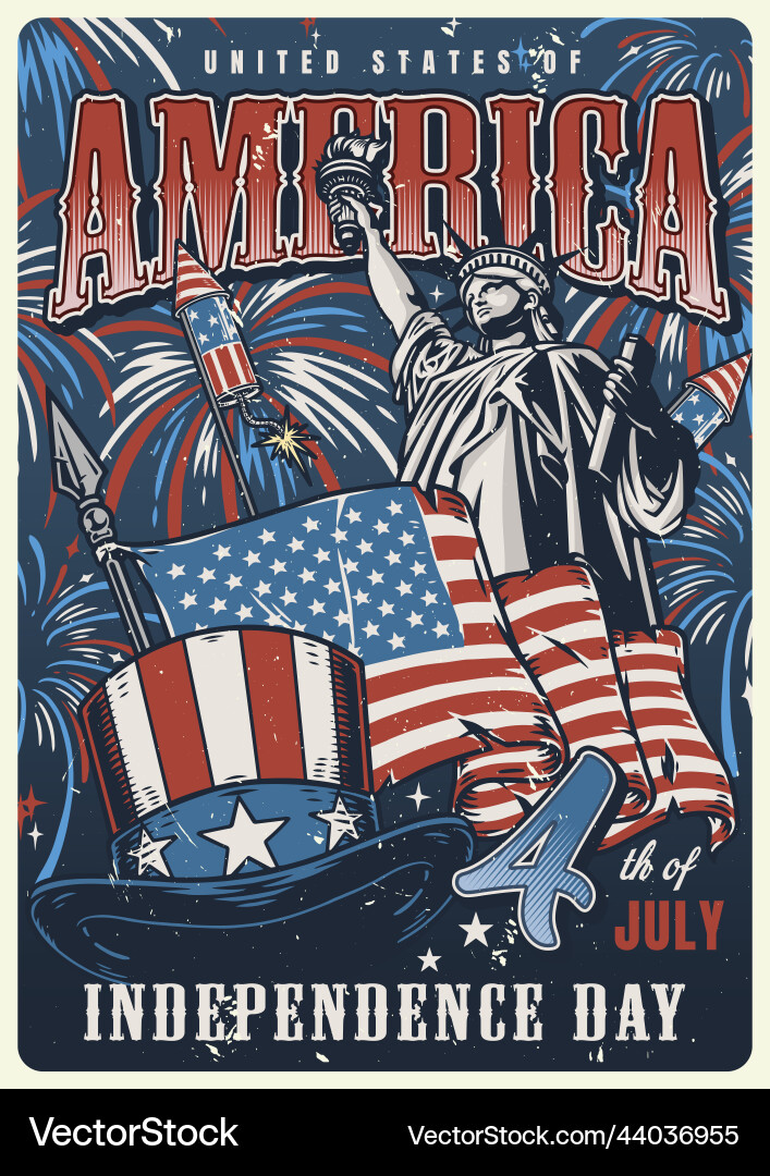 American independence day colorful poster American independence day colorful poster vector image