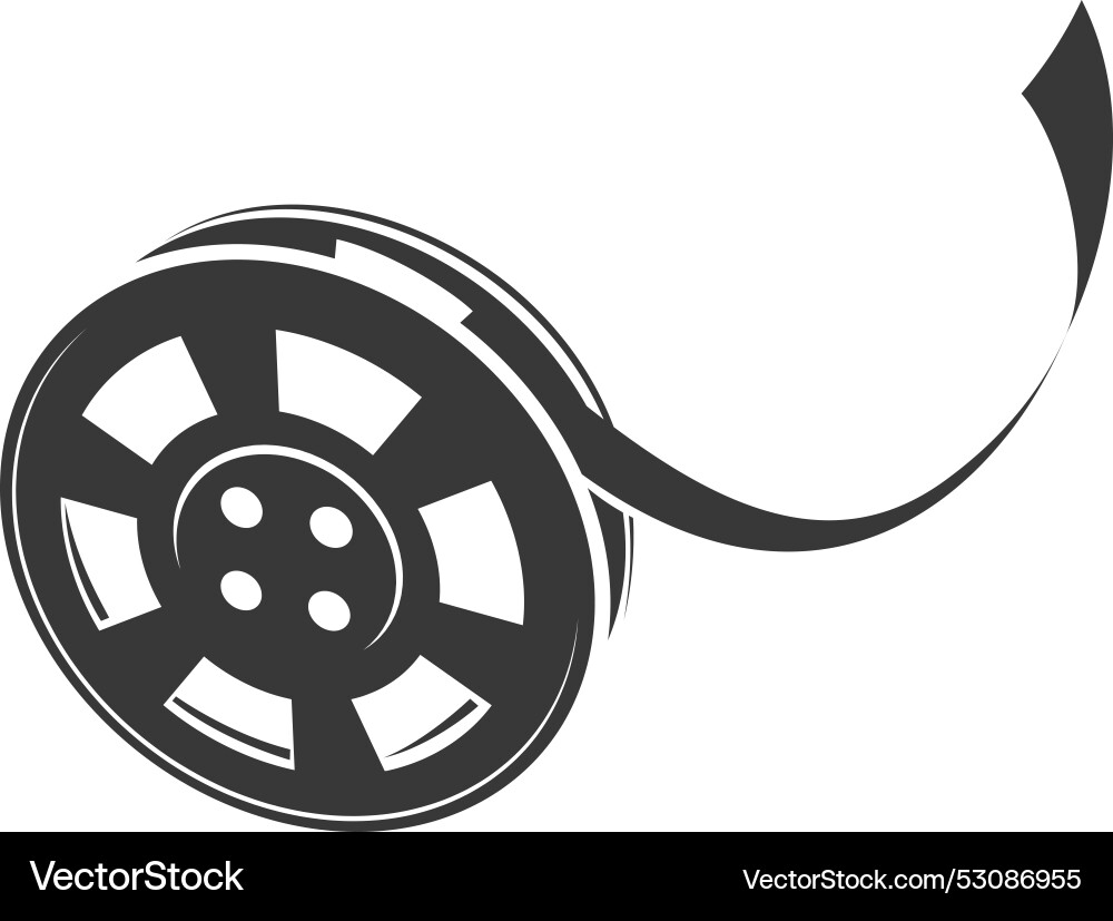 Classic film reel unrolling icon isolated on white Classic film reel unrolling icon isolated on white vector image