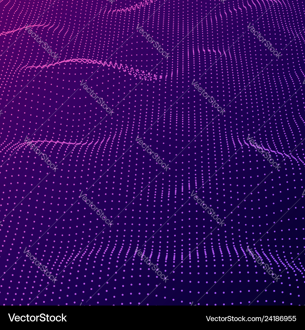 Distorted Mesh Waves - Tech Background Vector Image