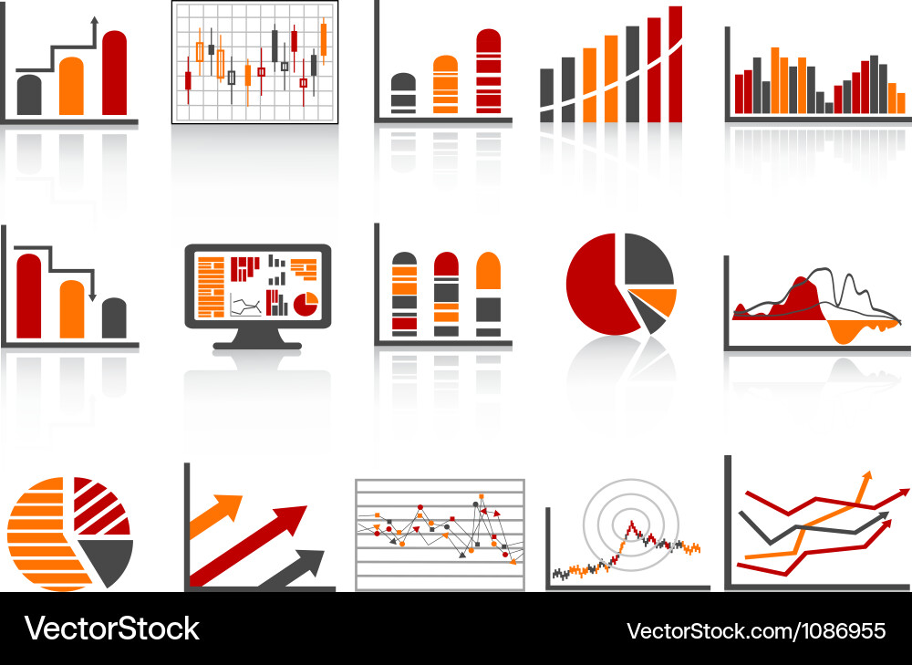 Financial Reports Icon Set Vector Image