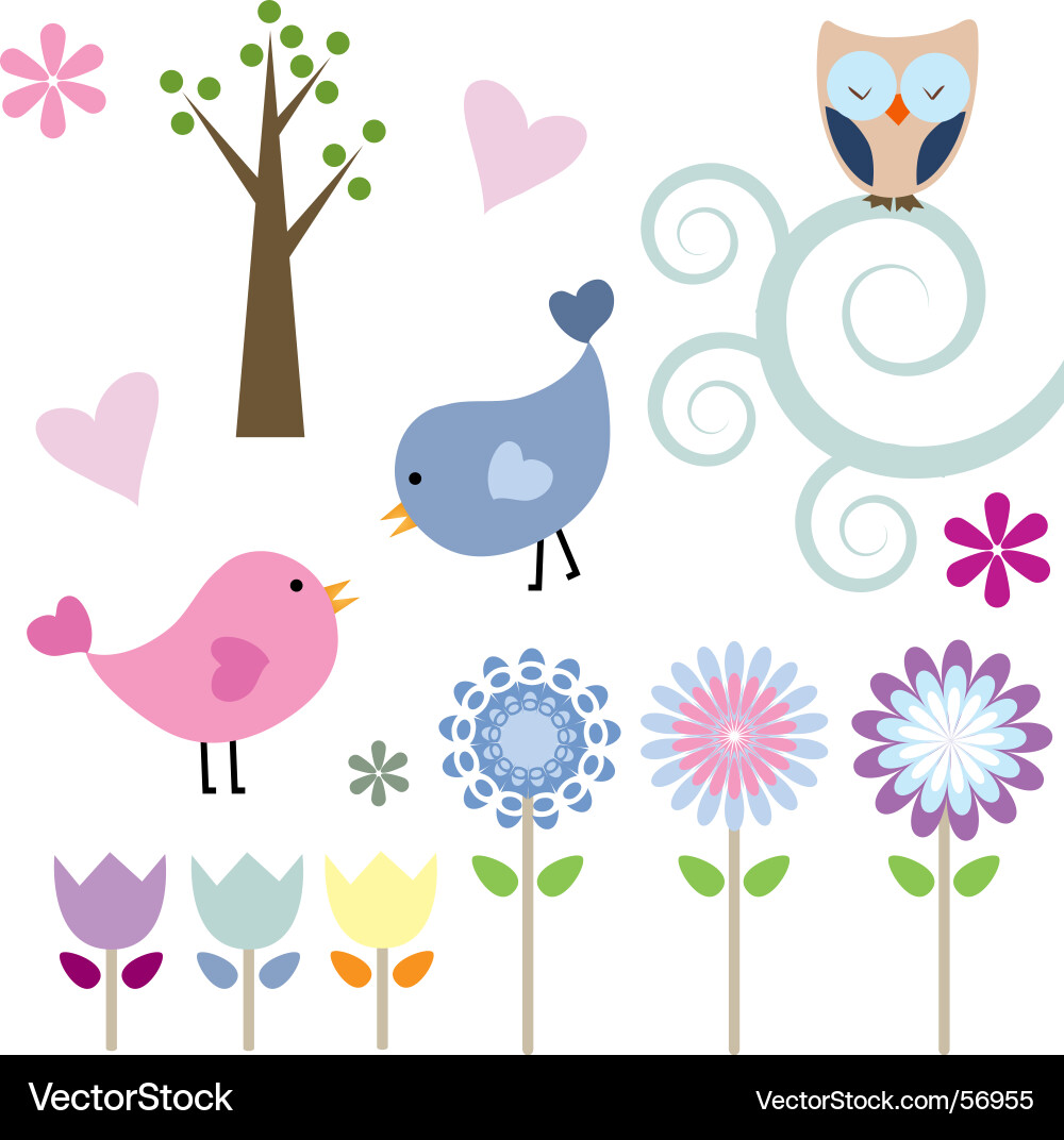 Floral Spring Elements Vector Image
