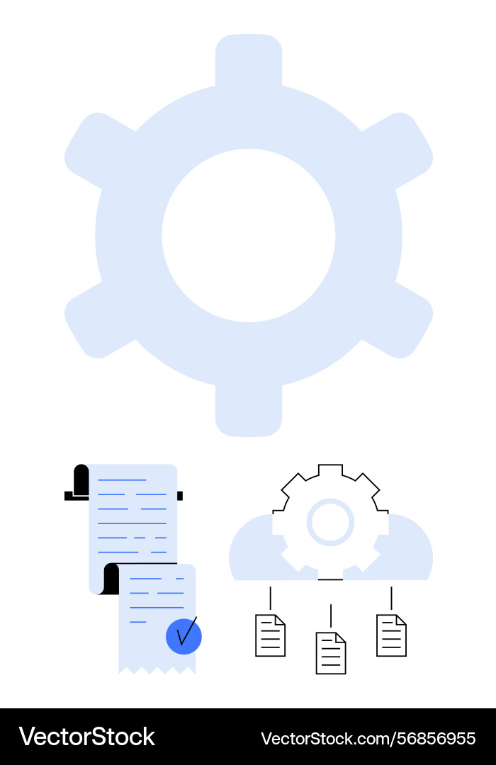 Gear and document workflow with cloud file Gear and document workflow with cloud file vector image