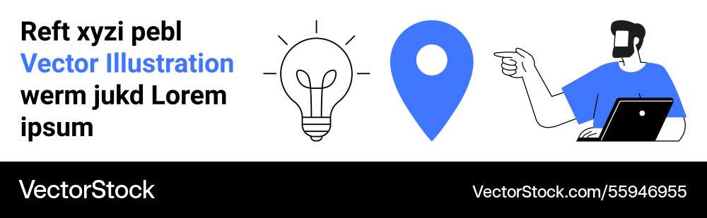 Man with laptop pointing at location symbol next Man with laptop pointing at location symbol next vector image