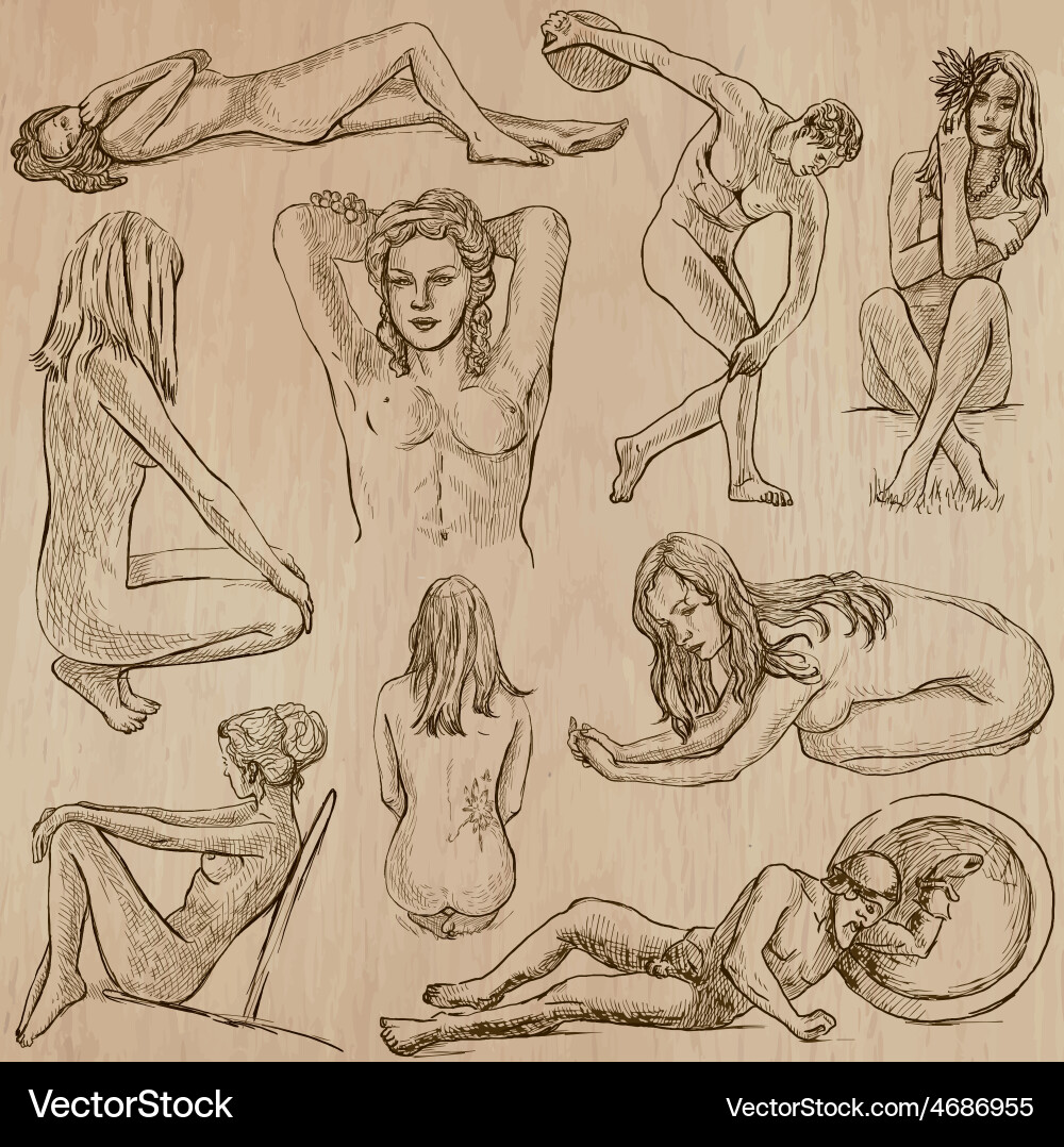 Nudity in art - hand drawn vector image on VectorStock 