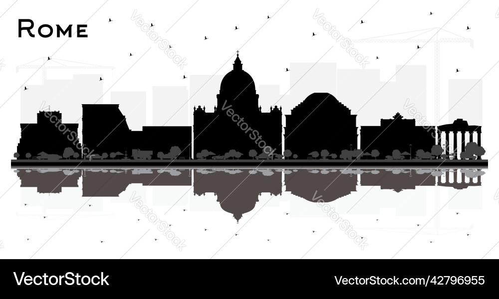 Rome italy city skyline silhouette mit schwarz Rome italy city skyline silhouette mit schwarz vektorbild