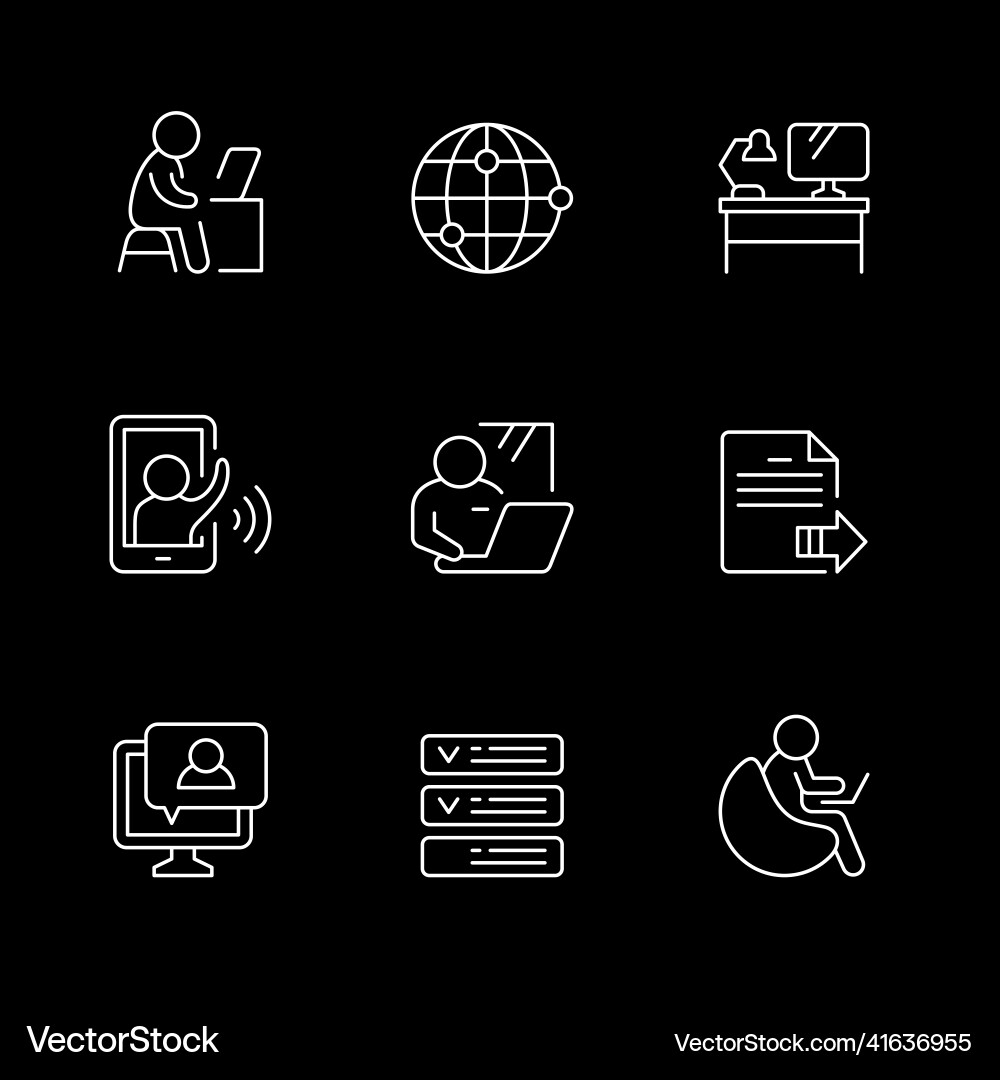 Set line icons of remote work Set line icons of remote work vector image