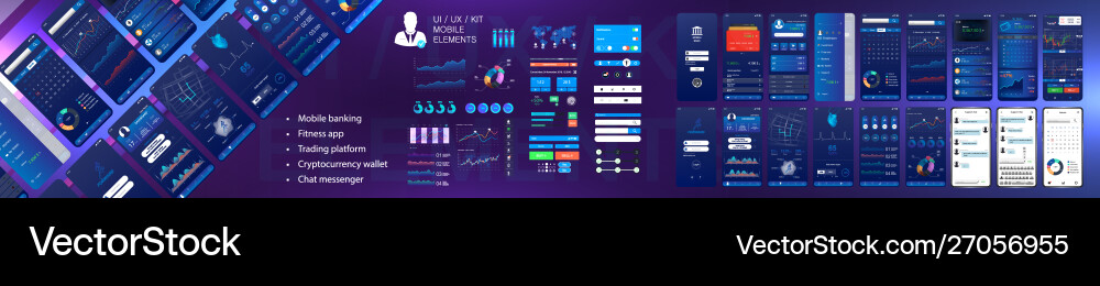 Ui ux gui mobile screens app design vector image