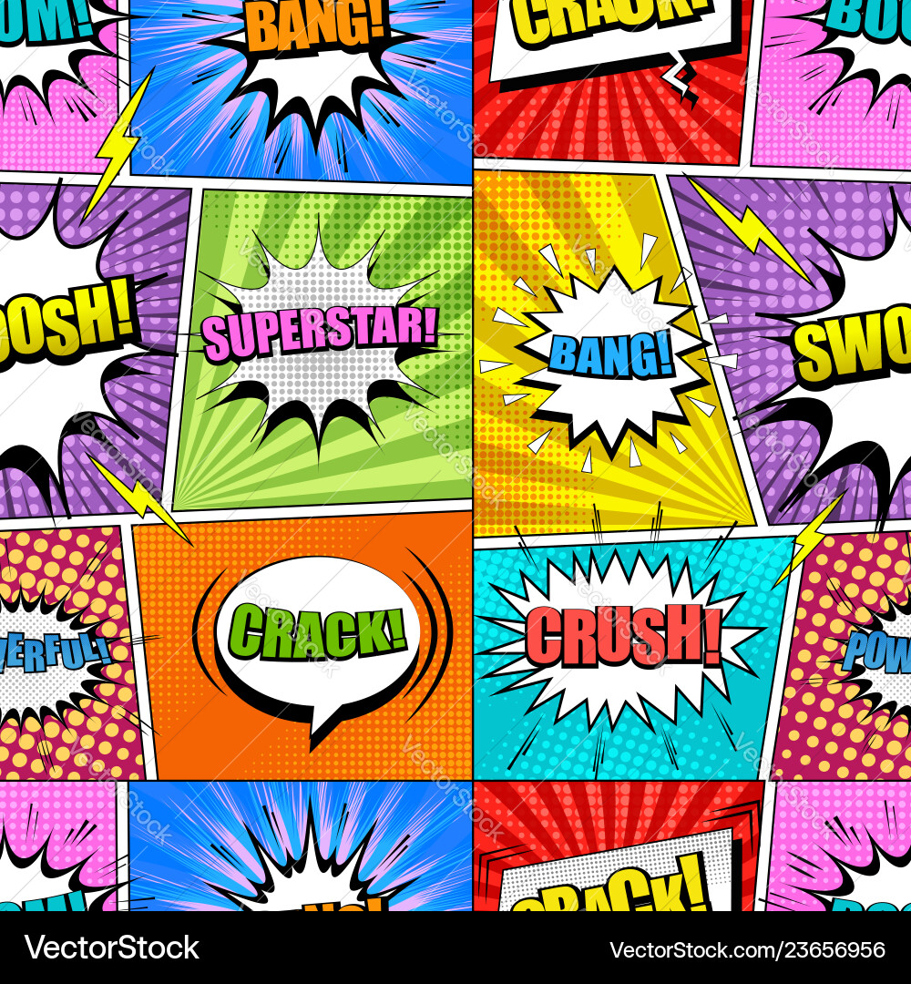 Comic book page seamless pattern Comic book page seamless pattern vector image