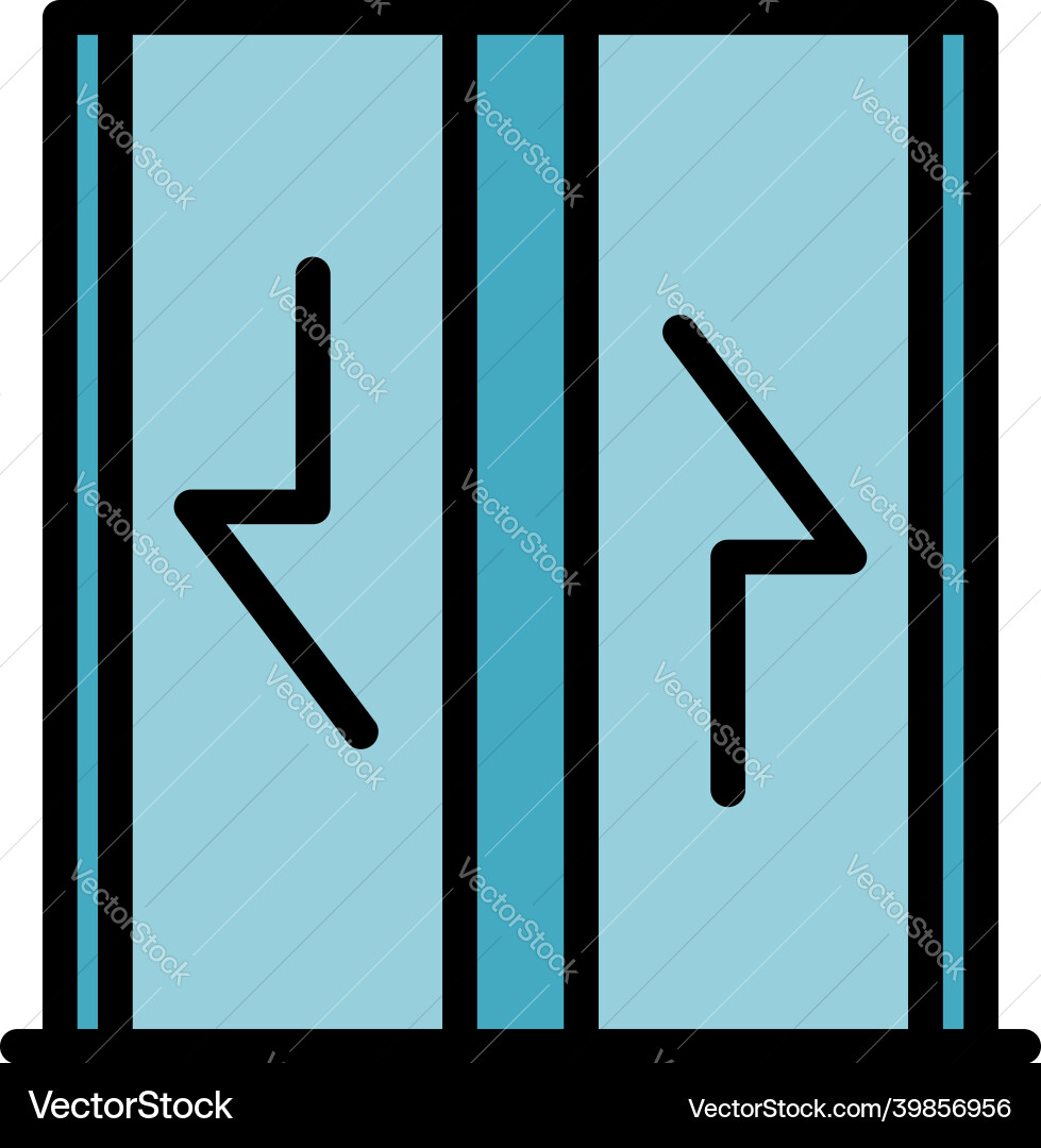 Elevator doors with arrows icon color outline Elevator doors with arrows icon color outline vector image